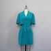 s a l e vintage teal SILK mini dress S M