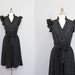 RESERVED for jkokesh vintage black POLKA DOT ruffle dress w/ belt S