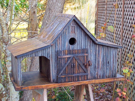 COUNTRY FARM SHED BIRDHOUSE WITH TIN ROOF country rustic