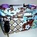 Purse Organizer Insert/Quilted/ 4" Enclosed Bottom/Brown and Blue Patchwowrk Clearance 40% Off