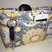 Quilted Purse Organizer Insert With Enclosed Bottom Large - Shades of Gray and Yellow