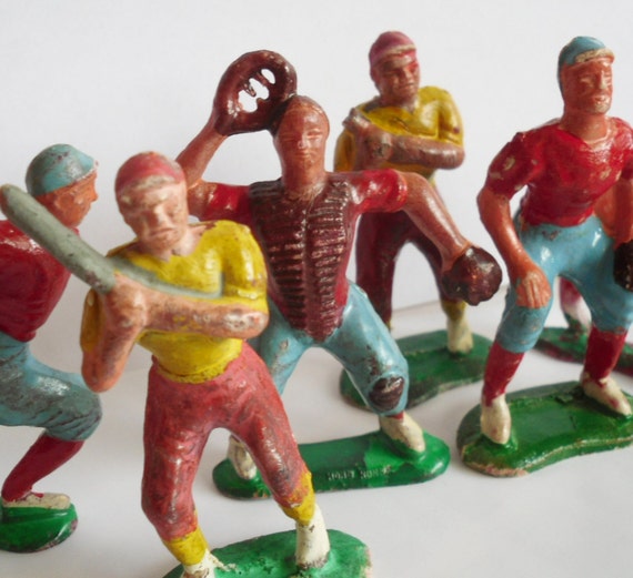 miniature baseball player figurines