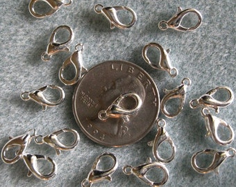 Bright Silver Plated Lobster Clasps Nickel Free 12mm 602