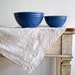 Reserved for Courtney Pair of Antique Stoneware Mixing Bowls-- With French Blue Glaze