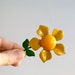 Vintage 1960s Flower Brooch, Sunny Yellow Gold Enamel