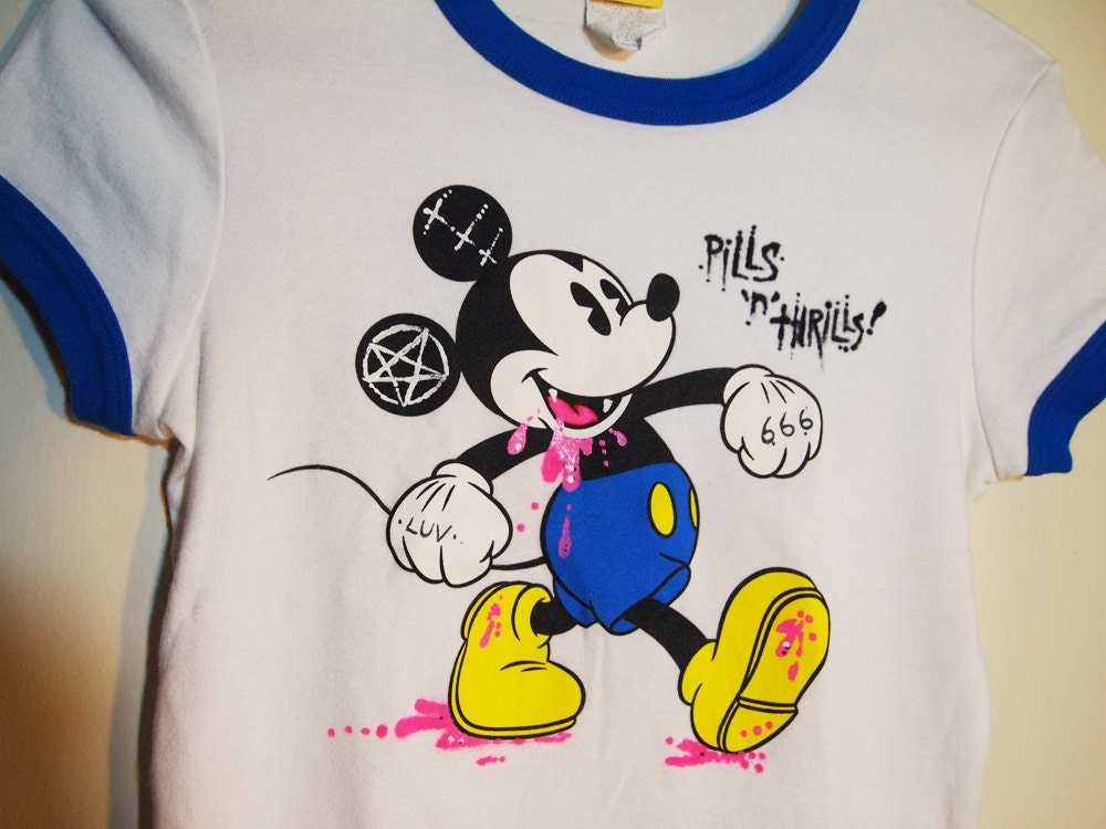 PILLS'n'THRILLS// Satanic Mickey Mouse Drug Shirt by lessthanzero