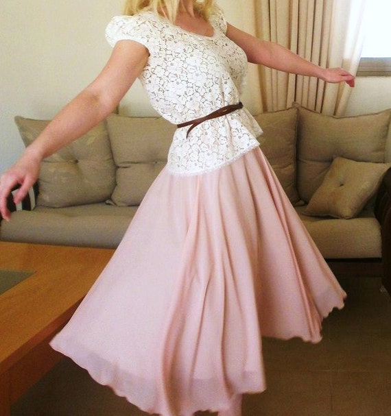 blush chiffon skirt
