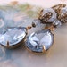 BABY BLUE crackle glass and rhinestone earrings filigree shabby