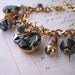 Black Crystal Filigree Charm bracelet