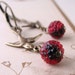 Berry drop earrings with vintage red glass beads