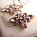Shabby lilac drop earrings snowflake vintage rhinestone