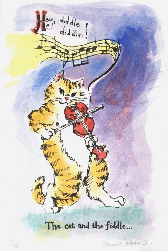 Hey Diddle Diddle The Cat and the Fiddle... 5x7 by yournest