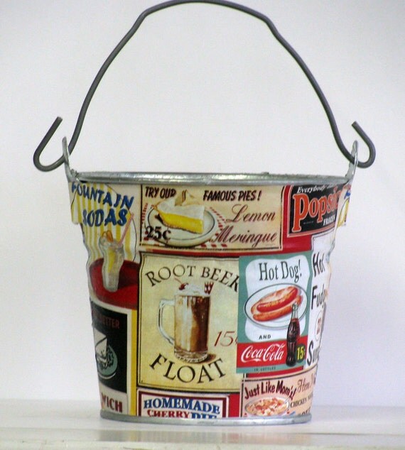 Items similar to Decorative Galvanized Metal Bucket, Storage Bucket