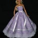 Barbie Doll Dress Handmade Light Purple with Lace Strapless Gown