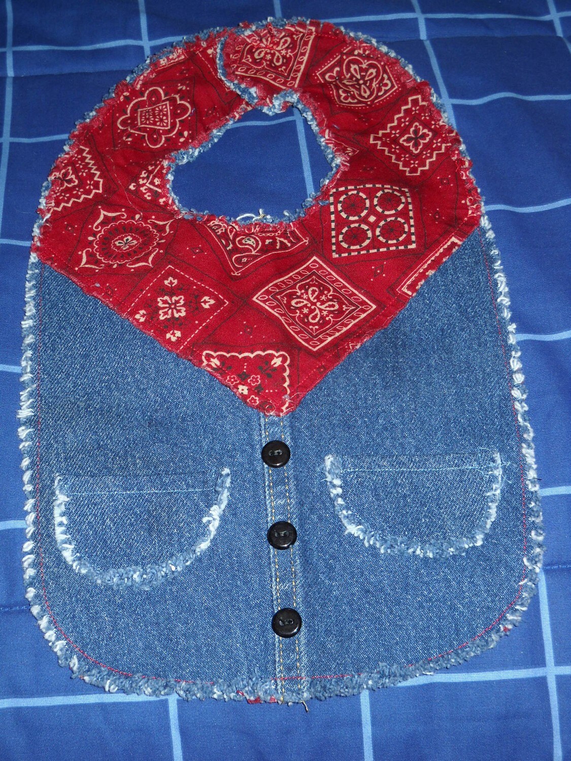 Denim Jean Baby Bib from Upcycled Jeans Reversable