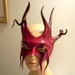 RESERVED FOR AUTUMN- Leather Mask of a Devil in Red and Black with Horns and Spirals