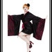 Custom black satin and leopard print Geisha kimono robe Dress with obi belt