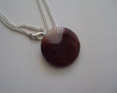 Circle Agate on Stainless Steel Pendant Back