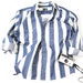 Vintage Liz Wear Striped White Denim Shirt Size Medium