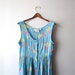 1990s Powder Blue Roses Button Down Dress Size Medium to Large