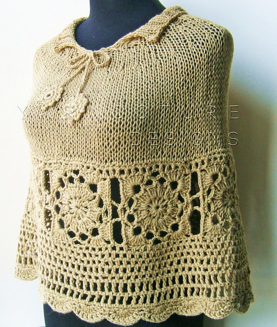 The Granny Square Knit Poncho / Capelet by yarncoture on Etsy