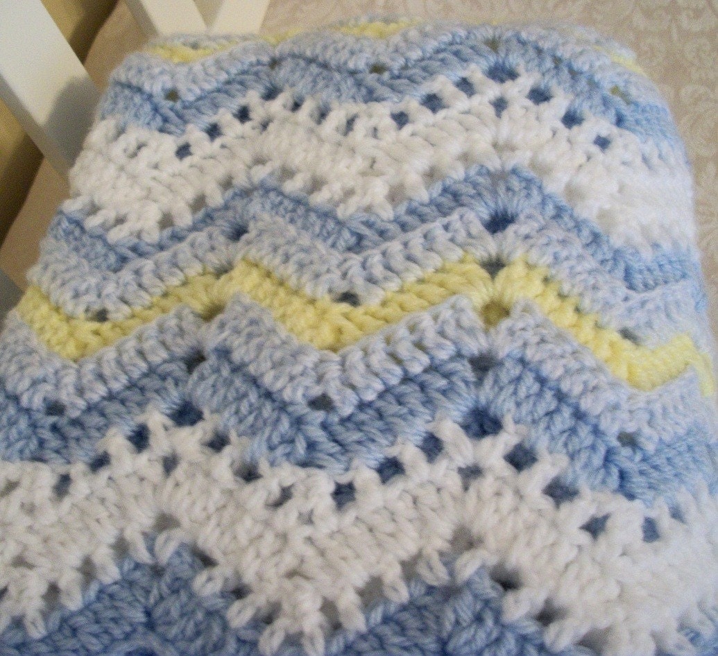 Crochet Striped Ripple Blanket Baby boy baby shower