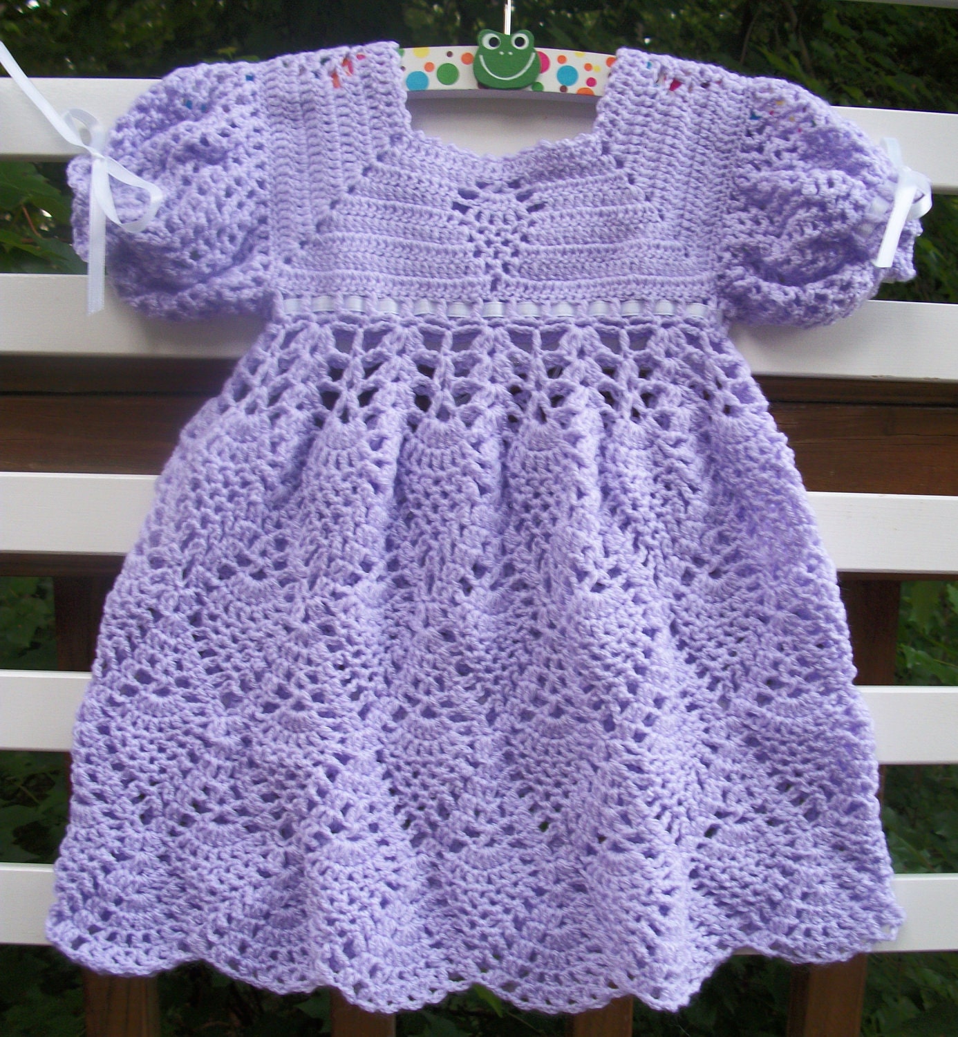  Crochet  Baby  Dress  Lavender READY TO SHIP 3 6