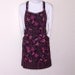 Black Pink Womens Full Apron, Butterfly Print Apron, Pink Black Striped Contrast Apron
