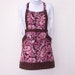 Pink Brown Floral Apron, Womens Full Apron, Flowers Polka Dot Contrast Apron, Cute Floral Kitchen Apron for Women