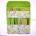 Lime Green Knitting Needle Holder Storage Crochet Hook Organizer Roll Green Polka Dot Contrast