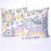 Lavender Throw Pillow Covers 18" x 18" Yellow Grey White Set of Two