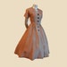 1950's Dress / Silky Smooth Vintage 50's Big Button Silk Full Skirt Dress