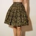1950s skirt / Green and Black Handscreened Vintage 50's Full Party Skirt