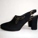 1940s shoes / Vintage 40's Platform Shoes Black Cut Outs Studded Platforms