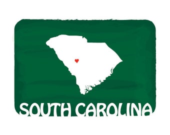 South Carolina - Dark Green - - Personalized Custom Color Watercolor ...