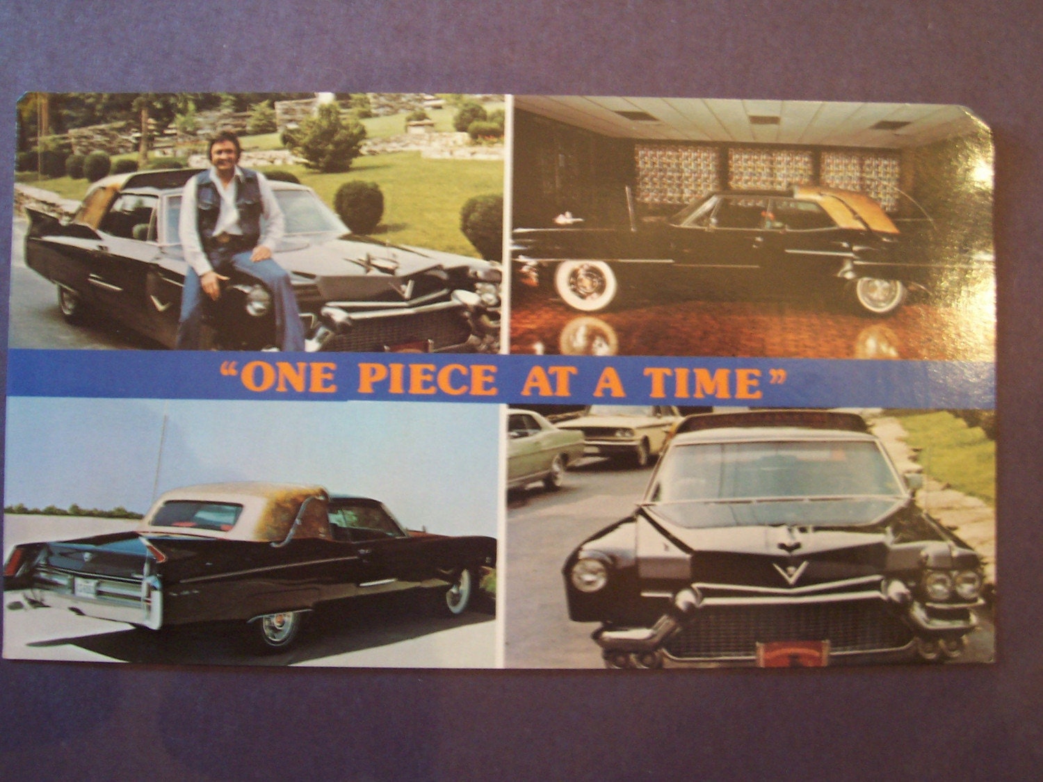 Vintage postcard One piece at a time Cadillac made famous by