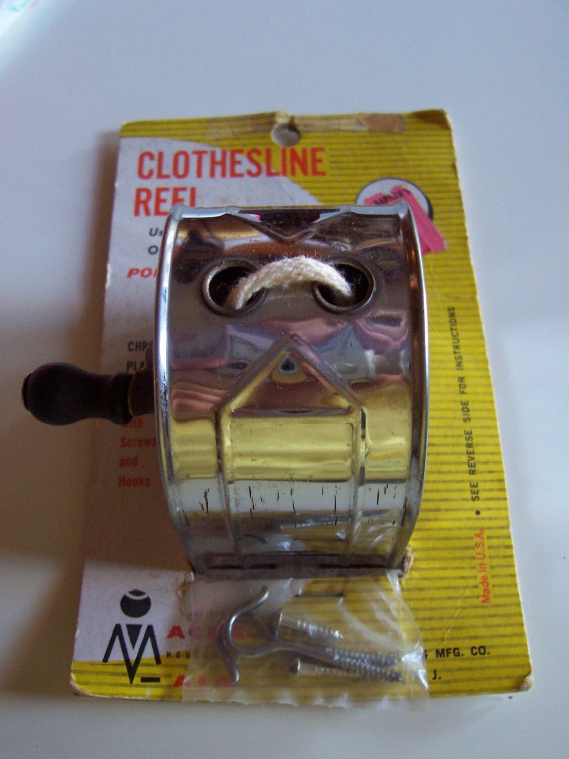 Vintage Retractable Clothesline chrome plated authentic Acme