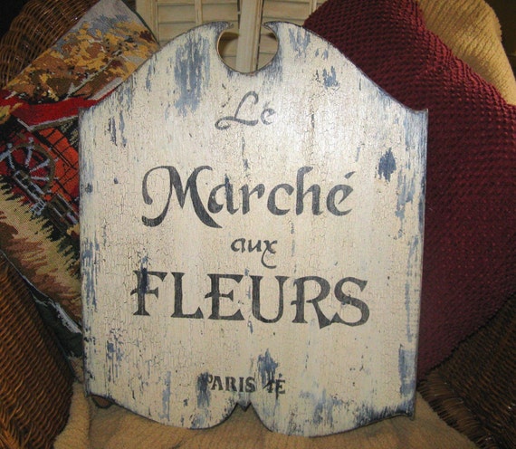 Items Similar To Vintage French Flower Market Sign Le Marche Aux Fleurs