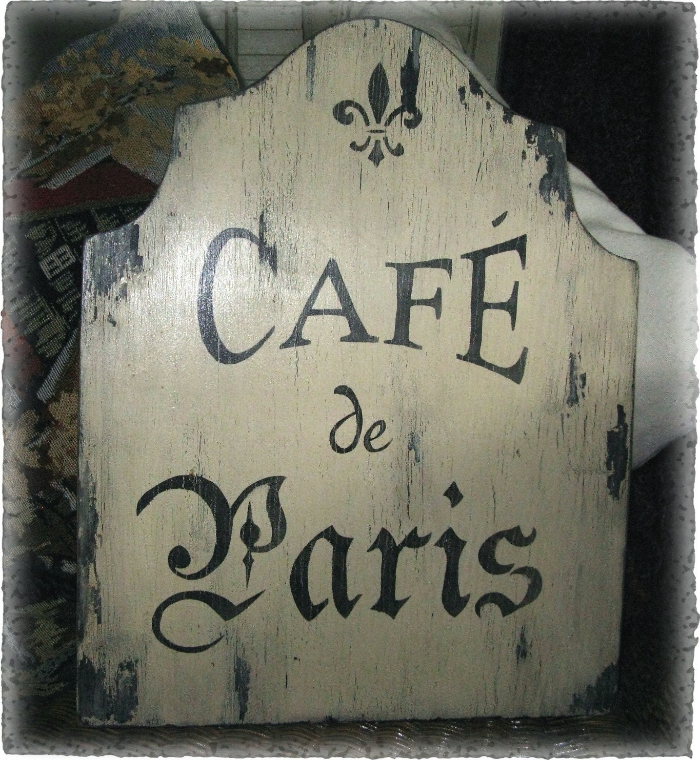 Vintage CAFE DE PARIS Sign French Country Paris Cottage Chic