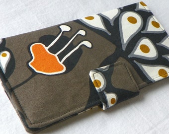 SALE Handmade Long Wallet BiFold Clutch - Botanical in gray