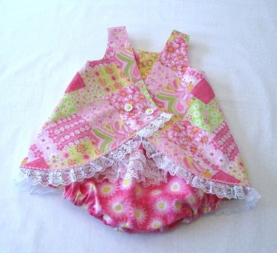 Pink yellow and lime sundress and panties Size 12 Mo.