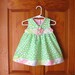Baby girl dress and short set green & white dots with pink, white, blue Size 6Mo.