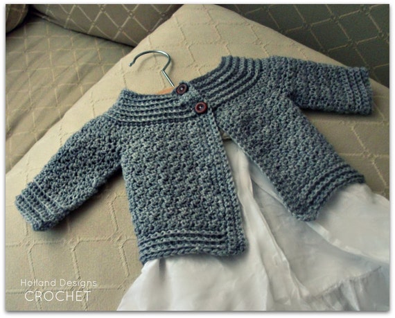 Download Now - CROCHET PATTERN Classic Baby Cardigan - Sizes 0-12 mos - Pattern PDF