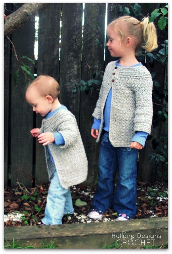 Download Now - CROCHET PATTERN Girls Classic Cardigan - Sizes 1-2 to 8 years - Pattern PDF