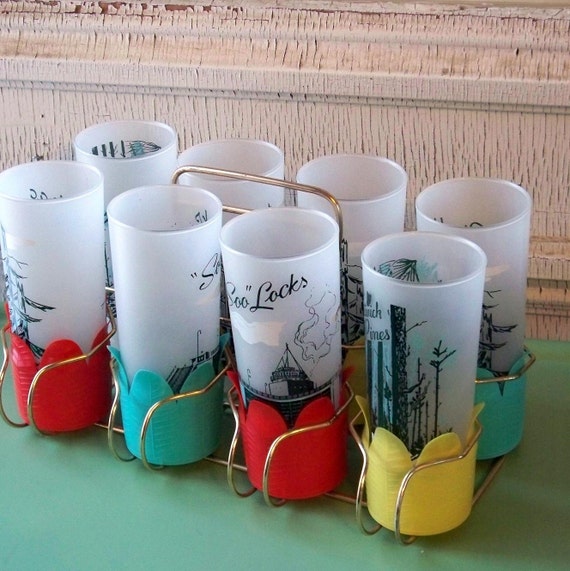 Set of 6 Tulip Coaster Glass Holders