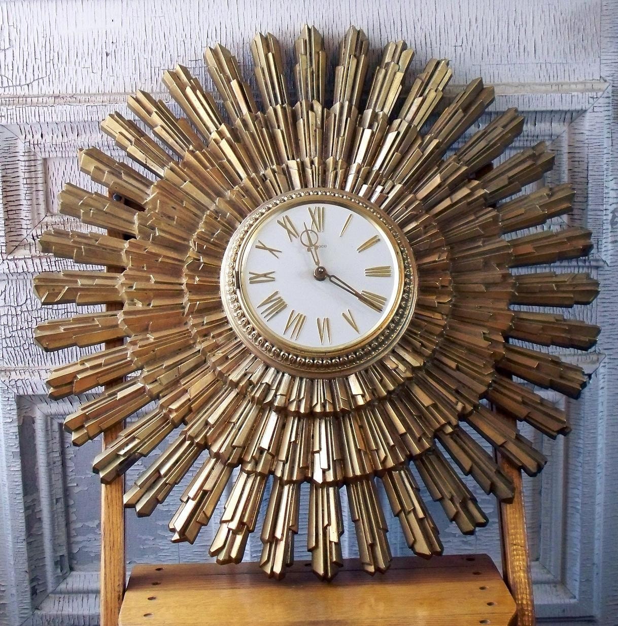 1969 Syroco Gold Sunburst Clock