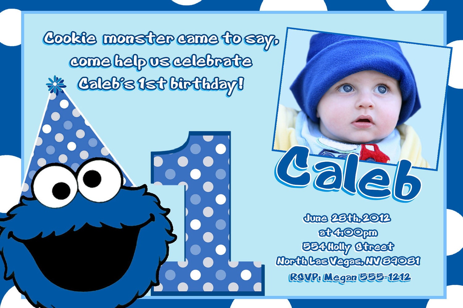 cards mail personalized greeting Printable Invitations DIY Monster Birthday Digital Cookie