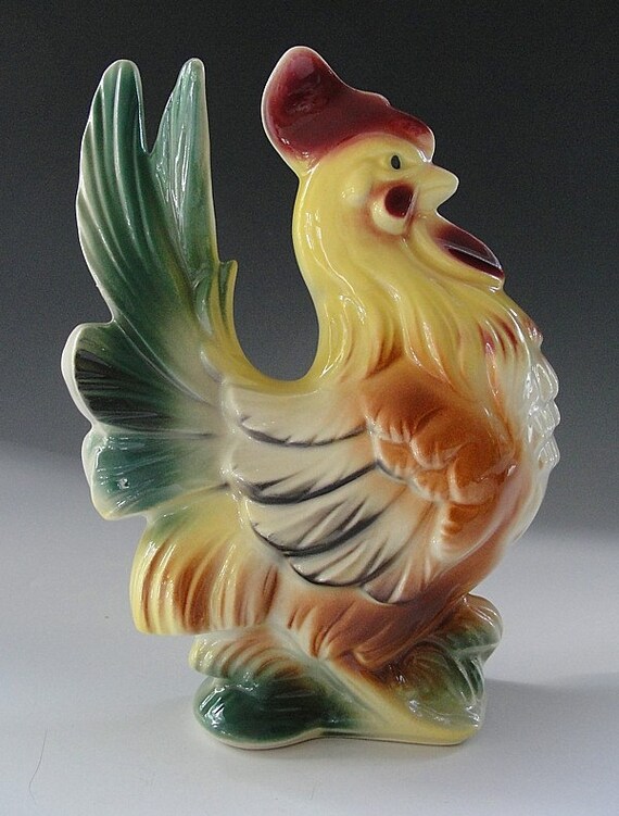 Vintage Fancy Porcelain Rooster Chicken Figurine 1940s/50s