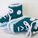 CLEARANCE Hi-top Baby Sneakers 6-12 month Size Only Teal Crochet Baby Booties Converse Style Basketball Shoes
