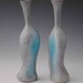 Pair of Glossy Aqua Purple Bottle Vases, Stoneware Ceramic